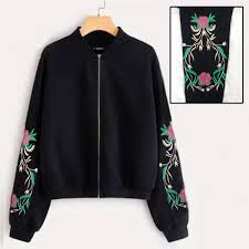 Stylish Flower Embroidery Fleece Jacket For Girls/Women Winter Collection (Zipper/Upper)