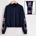 Stylish Flower Embroidery Fleece Jacket For Girls/Women Winter Collection (Zipper/Upper)